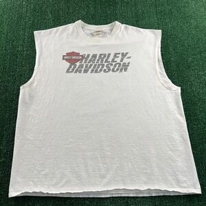 Harley-Davidson Men's Sleeveless T-Shirt White 3XL Cotton Black Widow Motorcycle